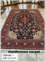 Persian Kashan Sarouk Handwoven Wool Rug – Classic Floral Medallion Carpet (278 × 183 cm)