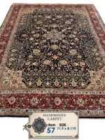 Grand Sarouk-Kashan Rug – Midnight Navy Floral Masterpiece | Hand-Knotted Wool (Item 57)