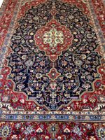 Heriz-Style Geometric Medallion Rug – Navy & Crimson Statement Carpet | Hand-Knotted (Item 05) - Image 6