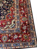 Heriz-Style Geometric Medallion Rug – Navy & Crimson Statement Carpet | Hand-Knotted (Item 05) - Image 2
