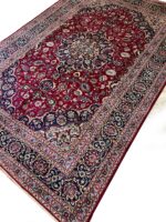Handwoven Kashan Oriental Rug – Crimson Medallion Wool Carpet | Item 10 - Image 4