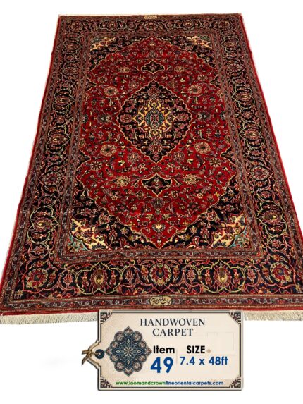 Authentic Persian Kashan Grand Runner – Silk-Enhanced Medallion Design | Hand-Knotted (Item 49)
