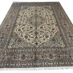 Item 71: Fine Hand-Knotted Persian Kashan Rug – Ivory & Slate Blue Elegance