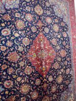Item 73: Fine Hand-Knotted Sarouk Kashan Area Rug – Timeless Elegance in Navy & Crimson - Image 7