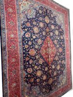Item 73: Fine Hand-Knotted Sarouk Kashan Area Rug – Timeless Elegance in Navy & Crimson - Image 4