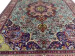 Item 80: Rare Turquoise Masterpiece – Fine Handwoven Tabriz Persian Carpet - Image 7