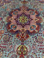 Item 80: Rare Turquoise Masterpiece – Fine Handwoven Tabriz Persian Carpet - Image 6