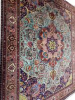 Item 80: Rare Turquoise Masterpiece – Fine Handwoven Tabriz Persian Carpet - Image 3