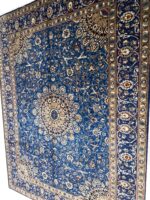 Handwoven Oriental Medallion Carpet – Royal Blue Starburst Isfahan Style Rug (Item 113) - Image 6