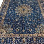 Handwoven Oriental Medallion Carpet – Royal Blue Starburst Isfahan Style Rug (Item 113)
