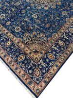 Handwoven Oriental Medallion Carpet – Royal Blue Starburst Isfahan Style Rug (Item 113) - Image 4