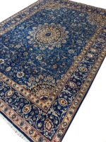 Handwoven Oriental Medallion Carpet – Royal Blue Starburst Isfahan Style Rug (Item 113) - Image 5