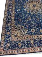 Handwoven Oriental Medallion Carpet – Royal Blue Starburst Isfahan Style Rug (Item 113) - Image 3