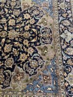 Handwoven Kashan Persian Carpet – Cool Tone Shah Abbasi Medallion Rug (Item 97) - Image 5