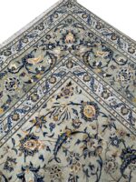 Handwoven Kashan Persian Carpet – Modern Sage & Indigo Medallion Rug (Item 98) - Image 7