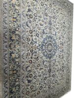 Handwoven Kashan Persian Carpet – Modern Sage & Indigo Medallion Rug (Item 98) - Image 5