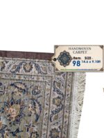 Handwoven Kashan Persian Carpet – Modern Sage & Indigo Medallion Rug (Item 98) - Image 2