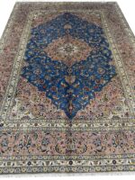 Handwoven Persian Carpet – Royal Turquoise & Dusty Rose Medallion Rug (Item 99)