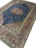 Handwoven Persian Carpet – Royal Turquoise & Dusty Rose Medallion Rug (Item 99) - Image 5