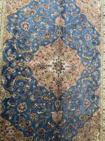 Handwoven Persian Carpet – Royal Turquoise & Dusty Rose Medallion Rug (Item 99) - Image 3