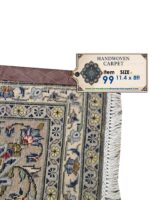 Handwoven Persian Carpet – Royal Turquoise & Dusty Rose Medallion Rug (Item 99) - Image 2