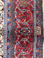 Signed Masterpiece Sarouk Persian Carpet – Ivory Field & Imperial Red Medallion Rug (Item 100) - Image 7