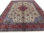 Signed Masterpiece Sarouk Persian Carpet – Ivory Field & Imperial Red Medallion Rug (Item 100)