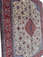 Signed Masterpiece Sarouk Persian Carpet – Ivory Field & Imperial Red Medallion Rug (Item 100) - Image 6