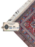 Signed Masterpiece Sarouk Persian Carpet – Ivory Field & Imperial Red Medallion Rug (Item 100) - Image 2