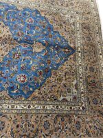 Exquisite Turquoise Kashan Handwoven Carpet – Classic Medallion Luxury Rug (Item 101) - Image 5