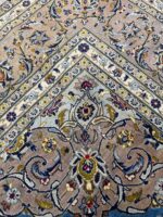 Exquisite Turquoise Kashan Handwoven Carpet – Classic Medallion Luxury Rug (Item 101) - Image 4