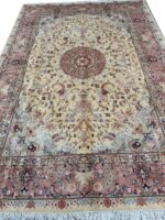Fine Hand-Knotted Tabriz Silk-Highlighted Persian Carpet – Royal Shahi Medallion Rug (Item 107)