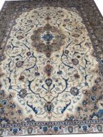 Fine Hand-Knotted Isfahan Persian Rug – Elegant Ivory Medallion & Arabesque Floral Carpet (Item 109) - Image 7