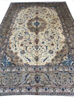 Fine Hand-Knotted Isfahan Persian Rug – Elegant Ivory Medallion & Arabesque Floral Carpet (Item 109)