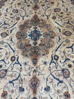 Fine Hand-Knotted Isfahan Persian Rug – Elegant Ivory Medallion & Arabesque Floral Carpet (Item 109) - Image 6