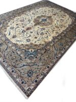 Fine Hand-Knotted Isfahan Persian Rug – Elegant Ivory Medallion & Arabesque Floral Carpet (Item 109) - Image 5