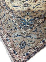 Fine Hand-Knotted Isfahan Persian Rug – Elegant Ivory Medallion & Arabesque Floral Carpet (Item 109) - Image 4