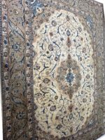 Fine Hand-Knotted Isfahan Persian Rug – Elegant Ivory Medallion & Arabesque Floral Carpet (Item 109) - Image 3