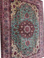 Authentic Persian Kashan Kork Wool Handwoven Carpet – Turquoise Medallion Rug – Item 137 - Image 7
