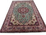 Authentic Persian Kashan Kork Wool Handwoven Carpet – Turquoise Medallion Rug – Item 137