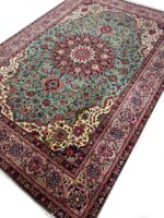 Authentic Persian Kashan Kork Wool Handwoven Carpet – Turquoise Medallion Rug – Item 137 - Image 5