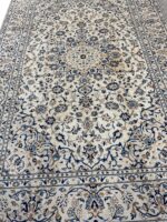 Palatial Handwoven Persian Kashan Carpet – Ivory & Royal Blue – Item #138 - Image 5
