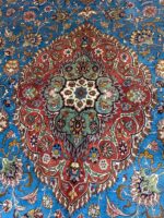 Masterpiece Handwoven Tabriz Rug (Rare Turquoise & Rose Palette) – Item #146 - Image 8