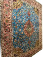 Masterpiece Handwoven Tabriz Rug (Rare Turquoise & Rose Palette) – Item #146 - Image 9