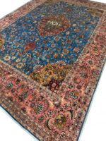 Masterpiece Handwoven Tabriz Rug (Rare Turquoise & Rose Palette) – Item #146 - Image 6