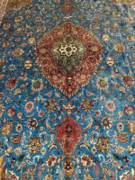 Masterpiece Handwoven Tabriz Rug (Rare Turquoise & Rose Palette) – Item #146 - Image 4