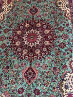 Magnificent Handwoven Persian Design Rug (Emerald & Rose Medallion) – Item #135 - Image 6