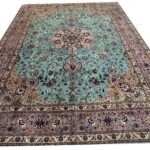 Handwoven Persian Tabriz Rug (50 Raj Turquoise Medallion) – Item #152