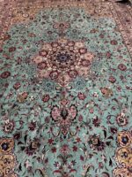 Handwoven Persian Tabriz Rug (50 Raj Turquoise Medallion) – Item #152 - Image 6