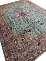 Handwoven Persian Tabriz Rug (50 Raj Turquoise Medallion) – Item #152 - Image 4